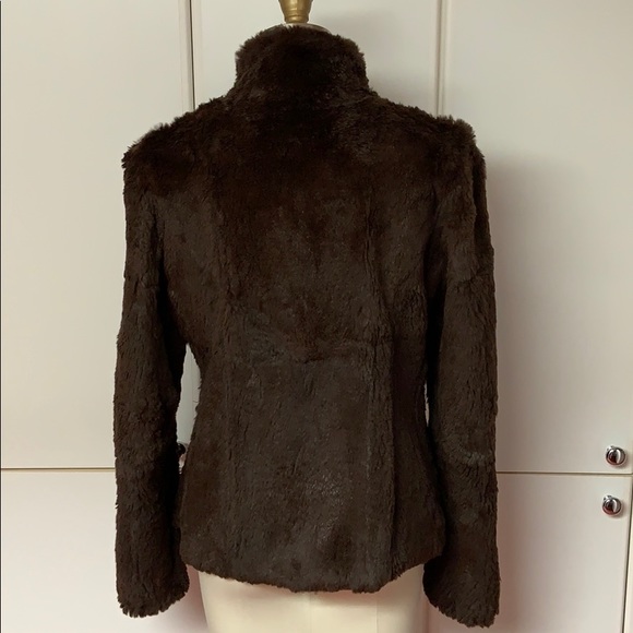 June Reversible Rabbit Fur Jacket - Chocolate - Picture 3 of 8